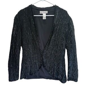 Niteline by Della Roufogali Vintage Black Sequined Formal Blazer. Size M